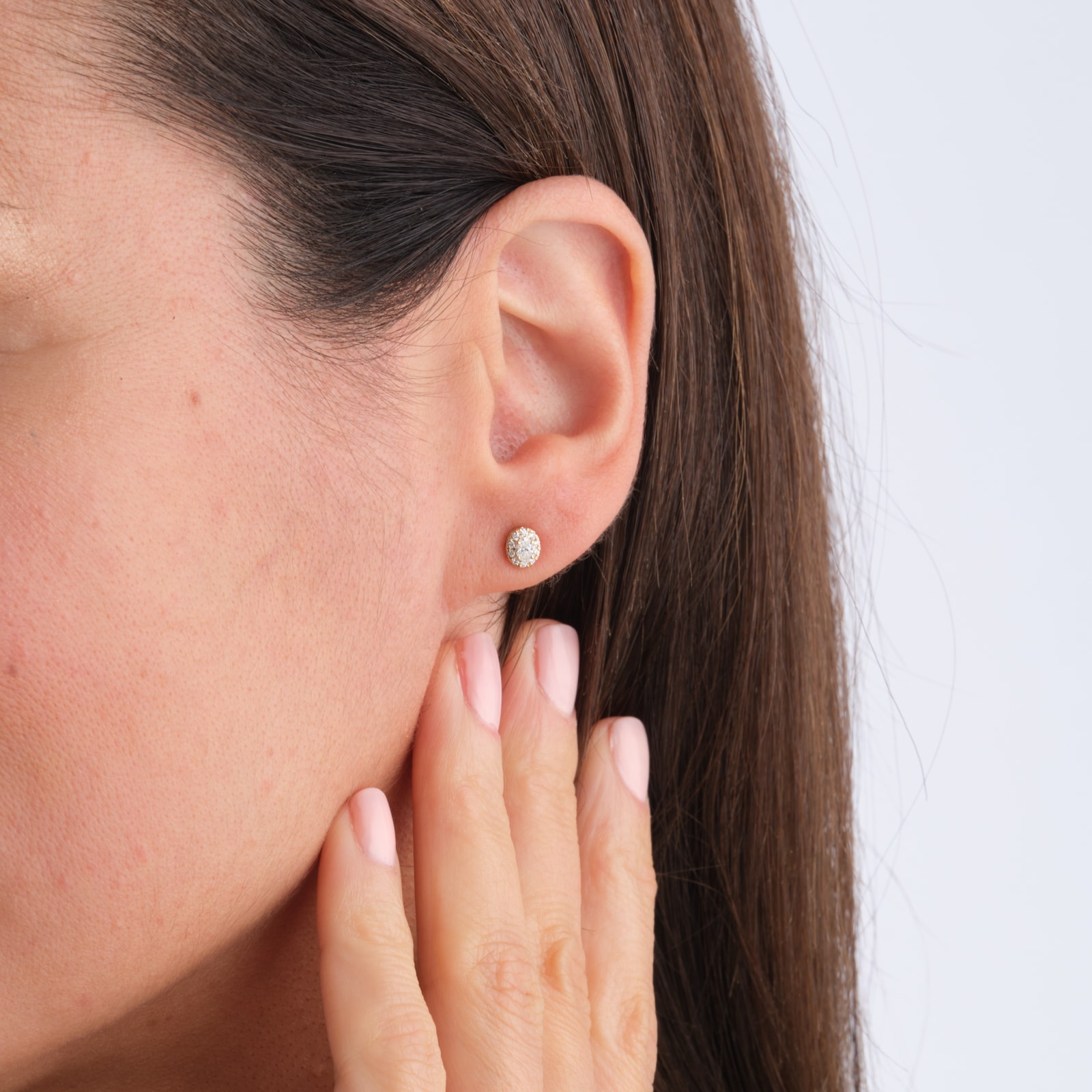 Goldsmiths 9ct Yellow Gold 0.25cttw Oval Halo Diamond Stud Earrings