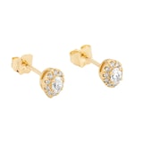 Goldsmiths 9ct Yellow Gold 0.25cttw Oval Halo Diamond Stud Earrings