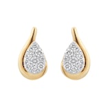 Goldsmiths 9ct Yellow Gold 0.25cttw Pear Cluster Diamond Wave Stud Earrings