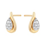 Goldsmiths 9ct Yellow Gold 0.25cttw Pear Cluster Diamond Wave Stud Earrings
