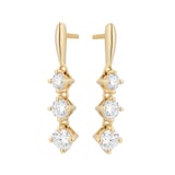 Goldsmiths 9ct Yellow Gold 0.50cttw Diamond Triple Drop Earrings
