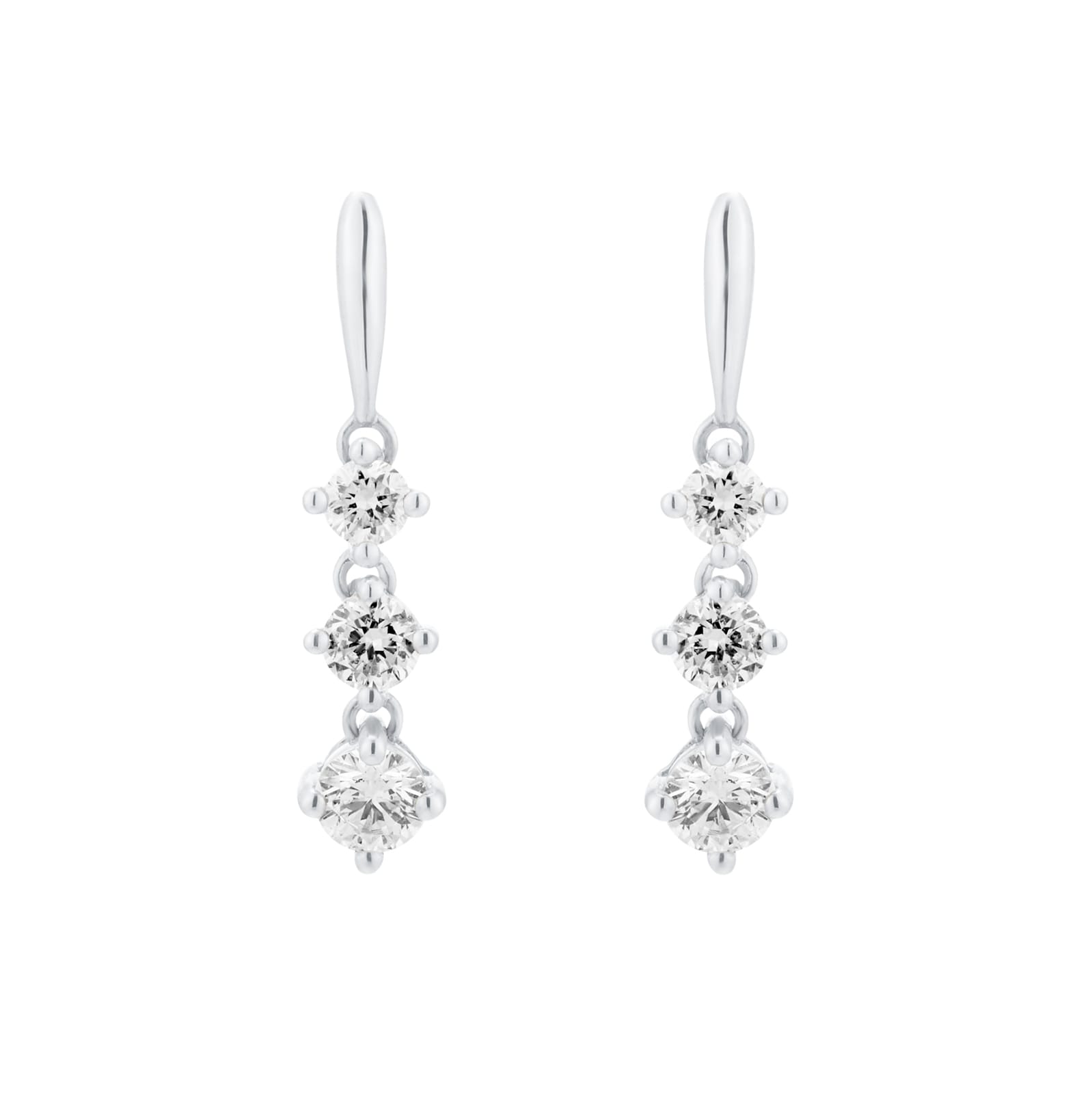 Goldsmiths 9ct White Gold 0.50cttw Diamond Triple Drop Earrings