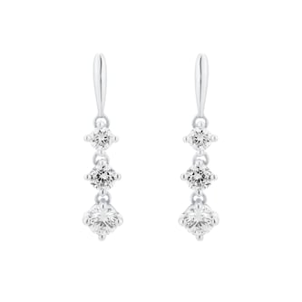 Goldsmiths 9ct White Gold 0.50cttw Diamond Triple Drop Earrings