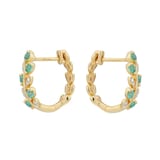 Goldsmiths 9ct Yellow Gold Diamond and Emerald Leaf Hoop Earrings