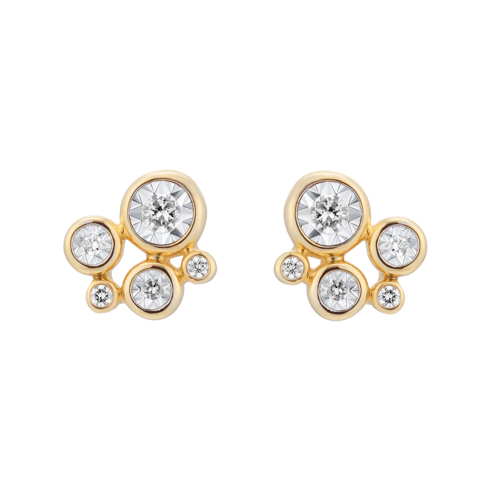 Goldsmiths 9ct Yellow Gold 0.20cttw Diamond Illusion Bezel Stud Earrings