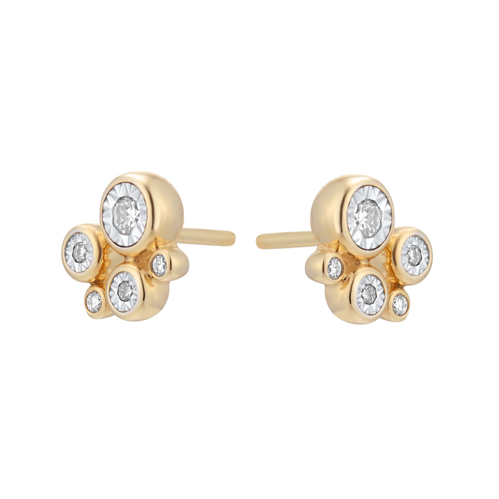 Goldsmiths 9ct Yellow Gold 0.20cttw Diamond Illusion Bezel Stud Earrings Goldsmiths 9ct Yellow Gold 0.20cttw Diamond Illusion Bezel Stud Earrings