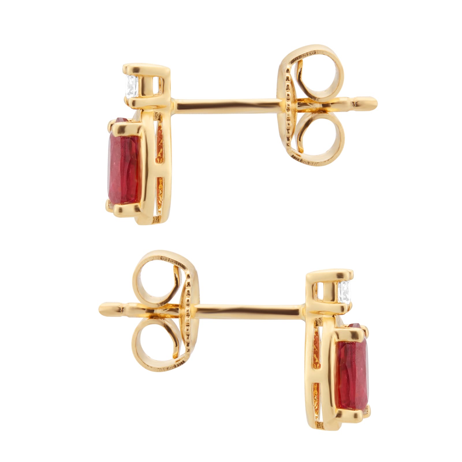 Goldsmiths 18ct Yellow Gold 0.06ct Diamond & Ruby Oval Cut Stud Earrings Goldsmiths 18ct Yellow Gold 0.06ct Diamond & Ruby Oval Cut Stud Earrings
