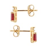 Goldsmiths 18ct Yellow Gold 0.06ct Diamond & Ruby Oval Cut Stud Earrings