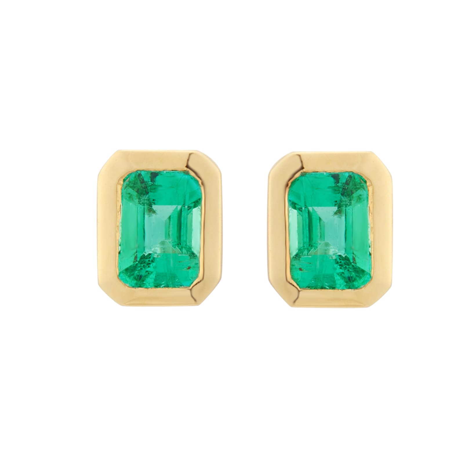 Goldsmiths 9ct Yellow Gold 4x3mm Emerald Cut Emerald Stud Earrings
