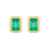 Goldsmiths 9ct Yellow Gold 4x3mm Emerald Cut Emerald Stud Earrings