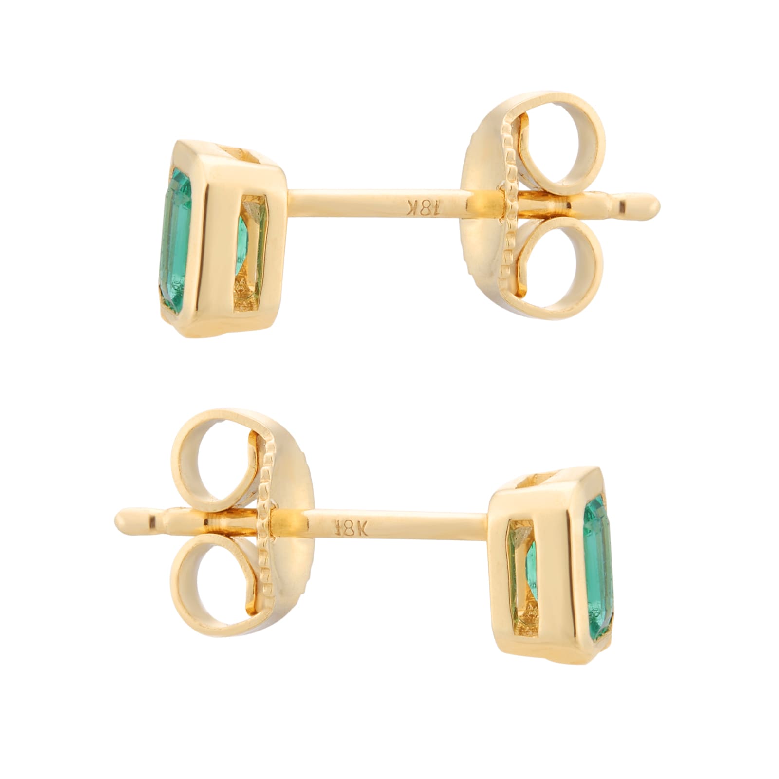 Goldsmiths 9ct Yellow Gold 4x3mm Emerald Cut Emerald Stud Earrings Goldsmiths 9ct Yellow Gold 4x3mm Emerald Cut Emerald Stud Earrings