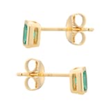 Goldsmiths 9ct Yellow Gold 4x3mm Emerald Cut Emerald Stud Earrings