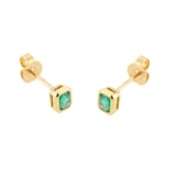 Goldsmiths 9ct Yellow Gold 4x3mm Emerald Cut Emerald Stud Earrings