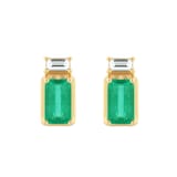 Goldsmiths 18ct Yellow Gold 0.06ct Diamond & Emerald Stud Earrings