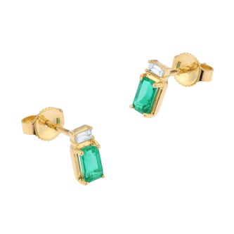 Goldsmiths 18ct Yellow Gold 0.06ct Diamond & Emerald Stud Earrings Goldsmiths 18ct Yellow Gold 0.06ct Diamond & Emerald Stud Earrings