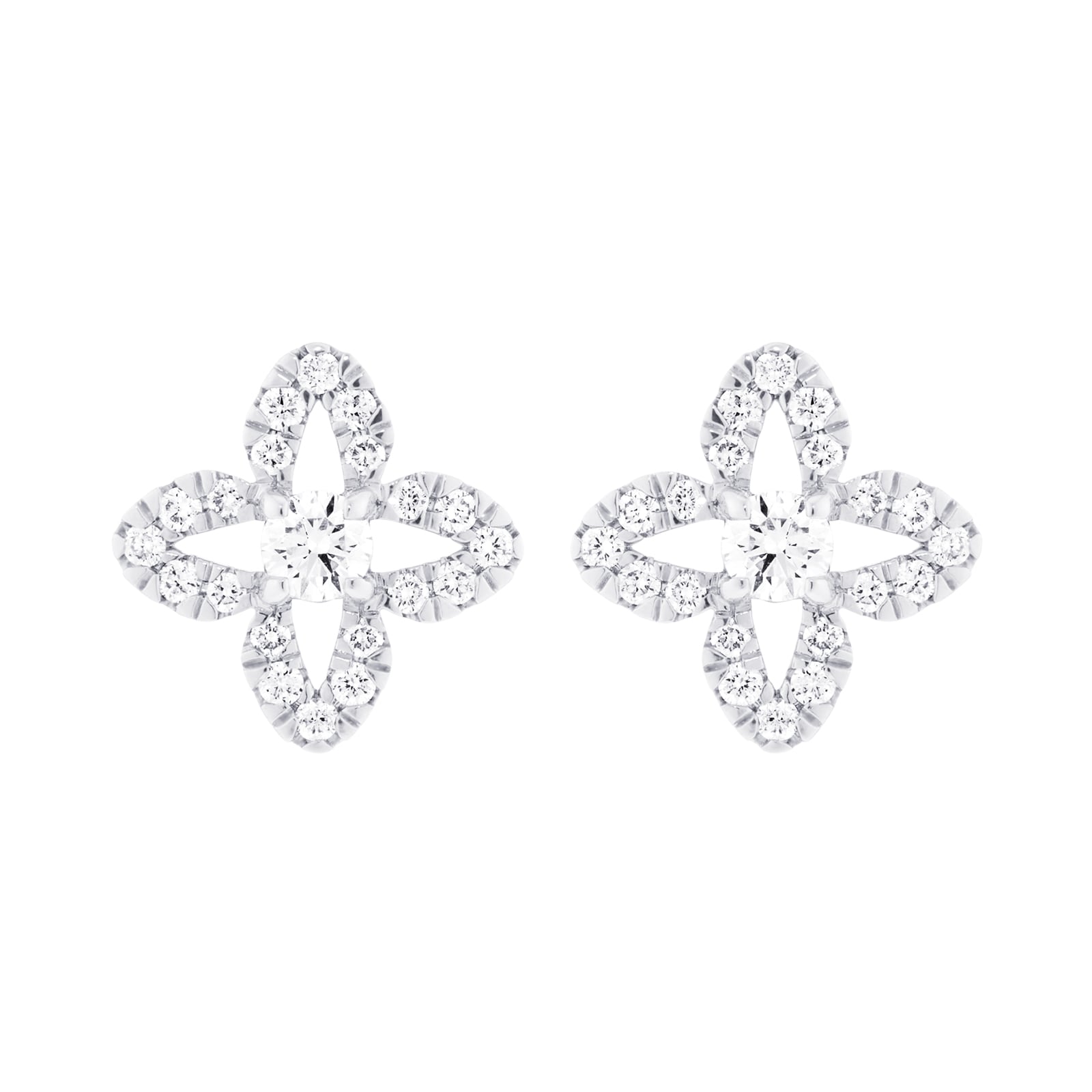 Mappin & Webb 18ct White Gold 0.66cttw Diamond Floral Stud Earrings