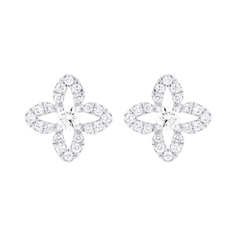 Mappin & Webb 18ct White Gold 0.66cttw Diamond Floral Stud Earrings
