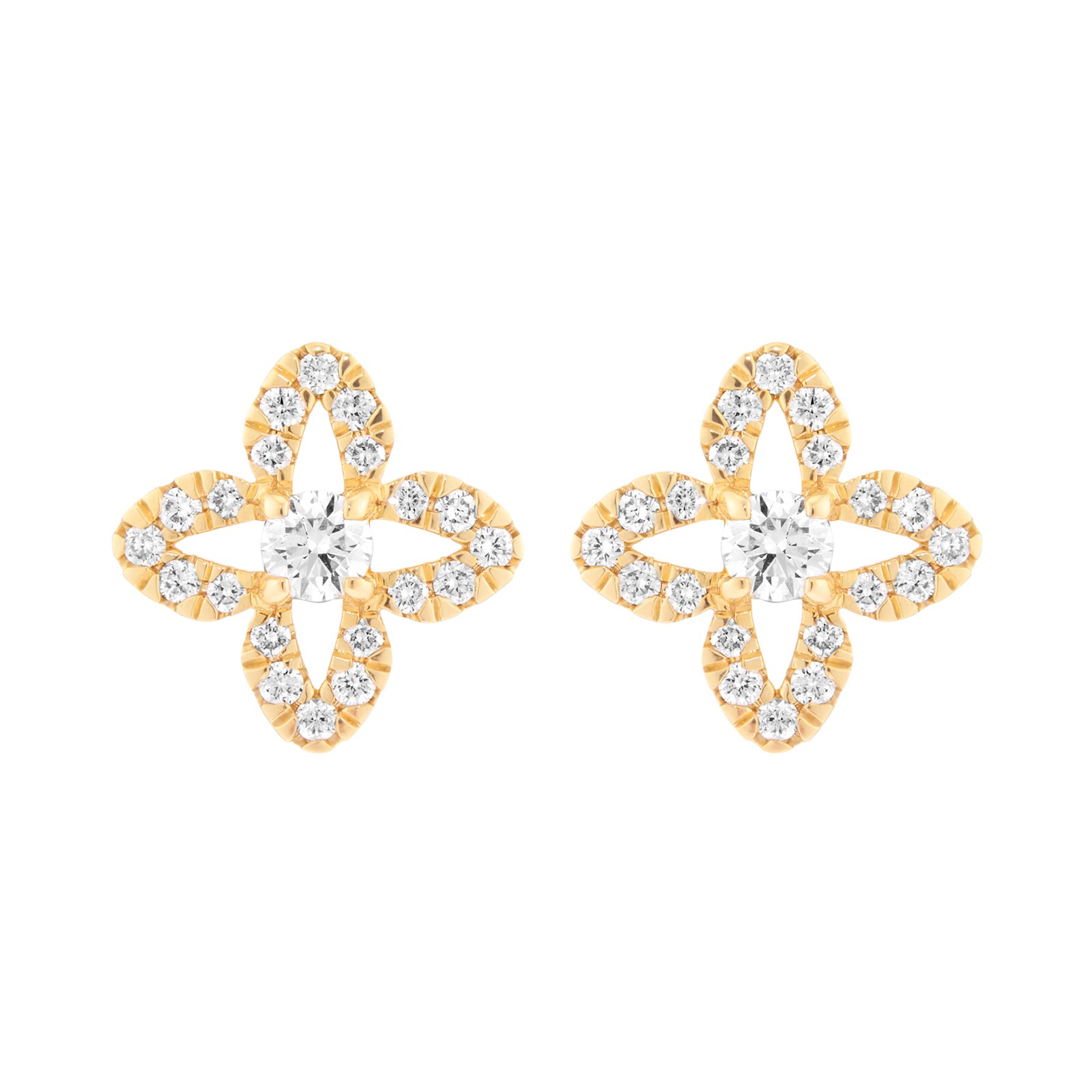 Mappin & Webb 18ct Yellow Gold 0.66cttw Diamond Floral Stud Earrings