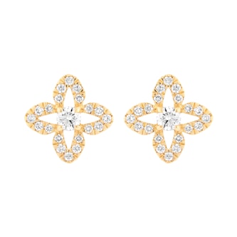 Mappin & Webb 18ct Yellow Gold 0.66cttw Diamond Floral Stud Earrings