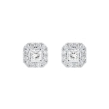 Goldsmiths 9ct White Gold 0.30cttw Princess Cut Diamond Halo Stud Earrings