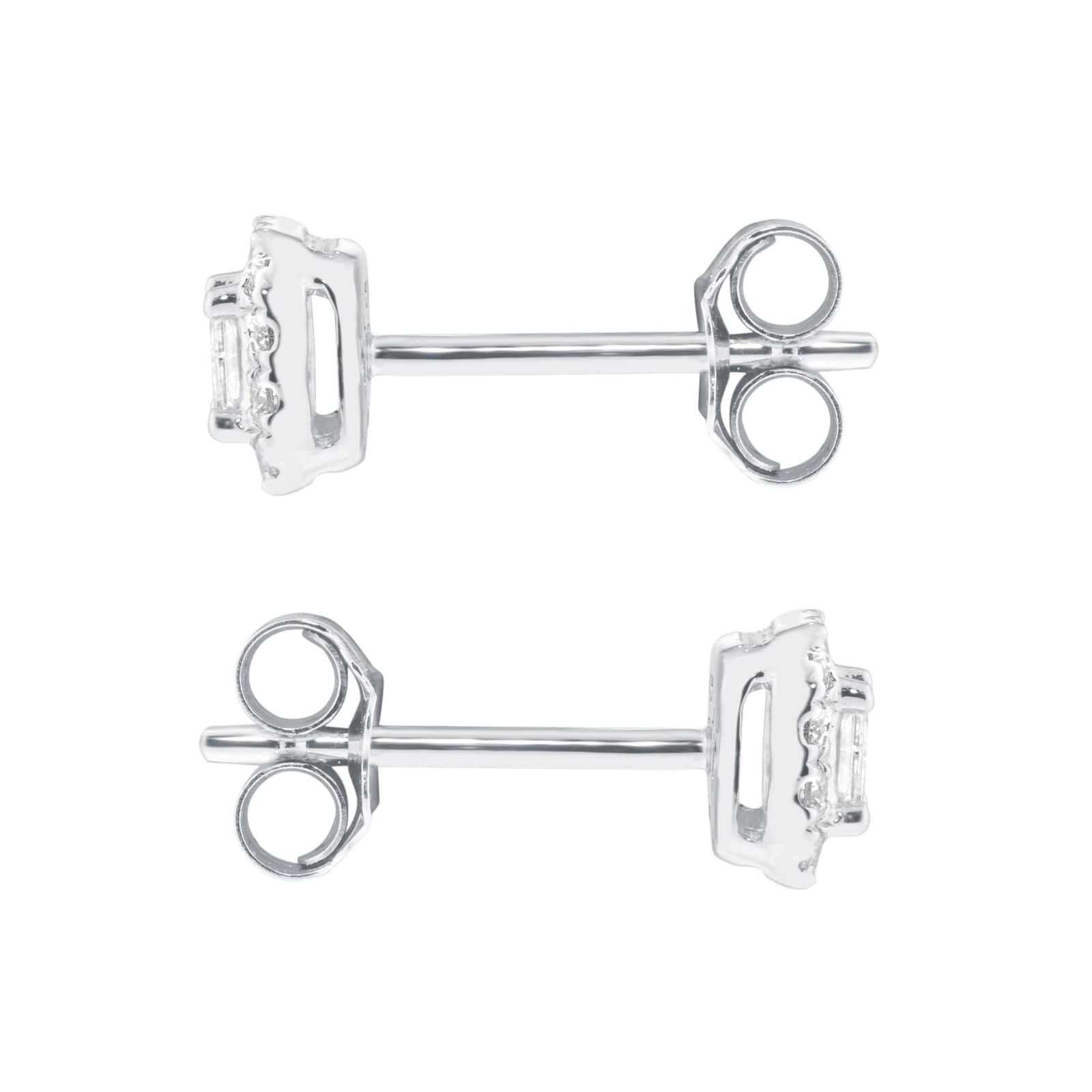 Goldsmiths 9ct White Gold 0.30cttw Princess Cut Diamond Halo Stud Earrings Goldsmiths 9ct White Gold 0.30cttw Princess Cut Diamond Halo Stud Earrings