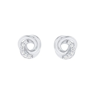 Goldsmiths 9ct White Gold Diamond Knot Stud Earrings Goldsmiths 9ct White Gold Diamond Knot Stud Earrings