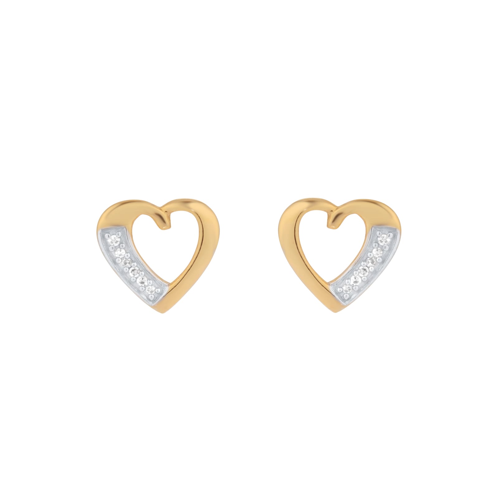 Goldsmiths 9ct Yellow Gold Diamond Heart Stud Earrings Goldsmiths 9ct Yellow Gold Diamond Heart Stud Earrings