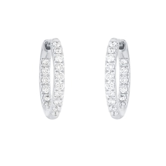 Mappin & Webb 18ct White Gold 0.50cttw Round Brilliant Cut Diamond 15mm Hoop Earrings Mappin & Webb 18ct White Gold 0.50cttw Round Brilliant Cut Diamond 15mm Hoop Earrings