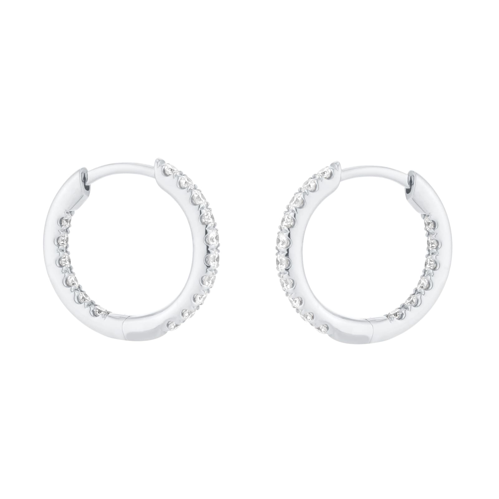 Mappin & Webb 18ct White Gold 0.50cttw Round Brilliant Cut Diamond 15mm Hoop Earrings
