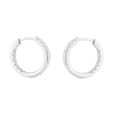 Mappin & Webb 18ct White Gold 0.50cttw Round Brilliant Cut Diamond 15mm Hoop Earrings