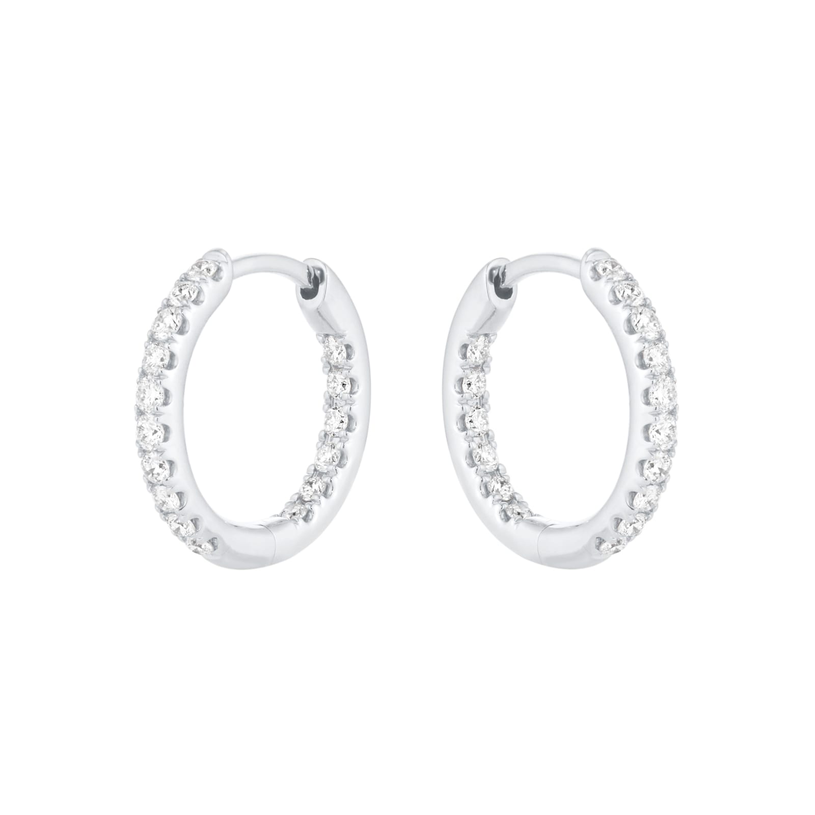 Mappin & Webb 18ct White Gold 0.50cttw Round Brilliant Cut Diamond 15mm Hoop Earrings