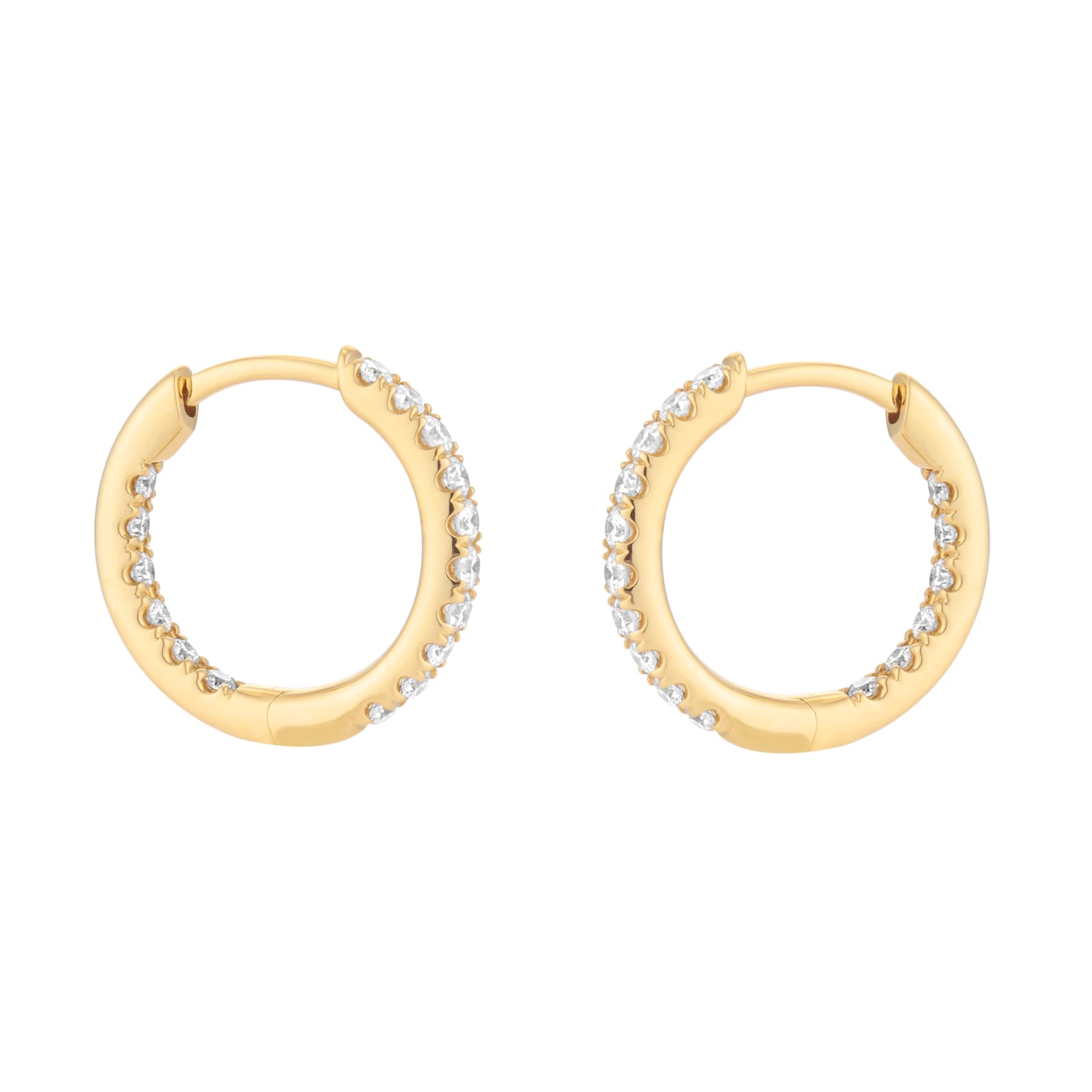 Mappin & Webb 18ct Yellow Gold 0.50cttw Round Brilliant Cut Diamond 15mm Hoop Earrings