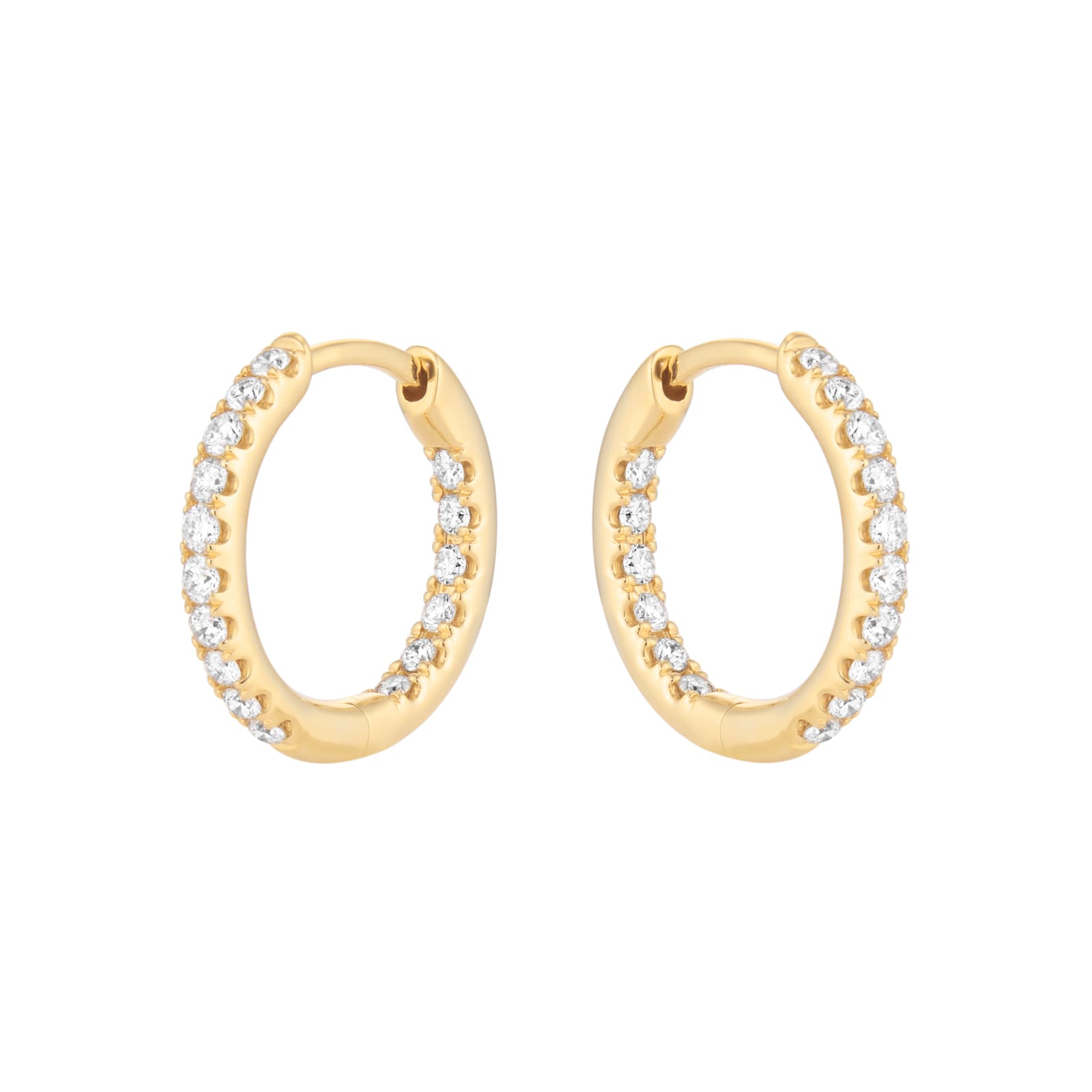 Mappin & Webb 18ct Yellow Gold 0.50cttw Round Brilliant Cut Diamond 15mm Hoop Earrings
