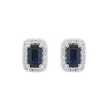Mappin & Webb 18ct White Gold Emerald Cut Sapphire & 0.15cttw Diamond Halo Pendant