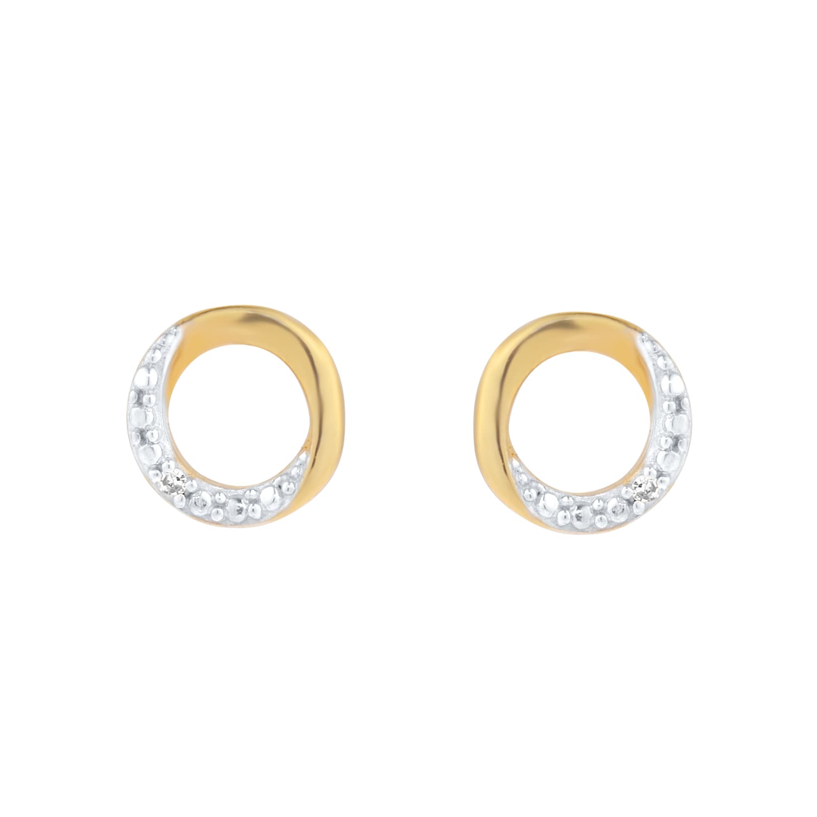 Goldsmiths 9ct Yellow Gold Diamond Circle Stud Earrings
