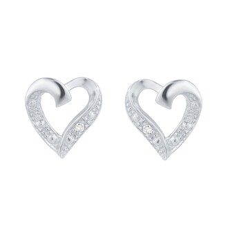 Goldsmiths 9ct White Gold Diamond Heart Stud Earrings Goldsmiths 9ct White Gold Diamond Heart Stud Earrings