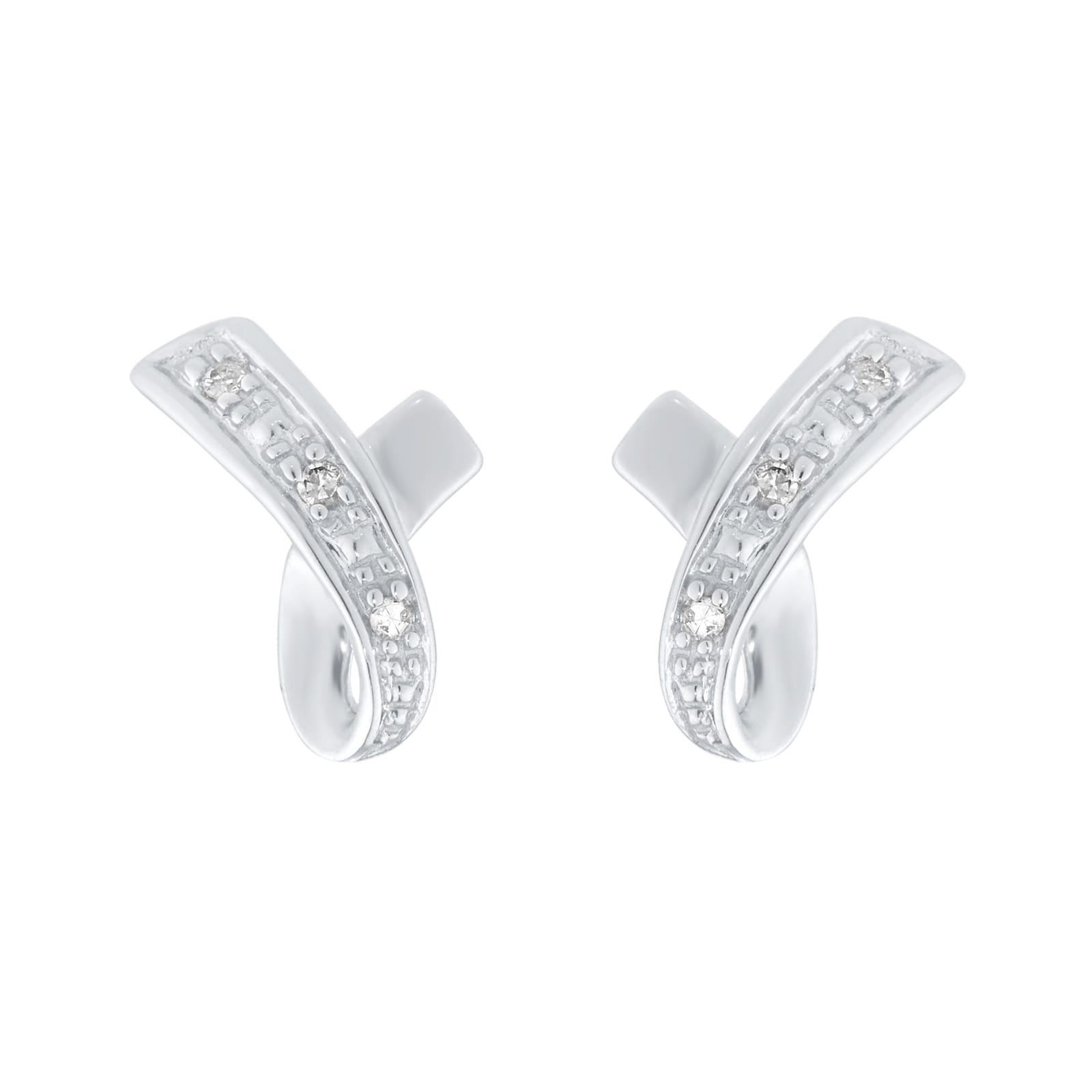 Goldsmiths 9ct White Gold Diamond Kiss Stud Earrings Goldsmiths 9ct White Gold Diamond Kiss Stud Earrings