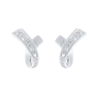 Goldsmiths 9ct White Gold Diamond Kiss Stud Earrings Goldsmiths 9ct White Gold Diamond Kiss Stud Earrings