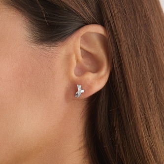 Goldsmiths 9ct White Gold Diamond Kiss Stud Earrings Goldsmiths 9ct White Gold Diamond Kiss Stud Earrings