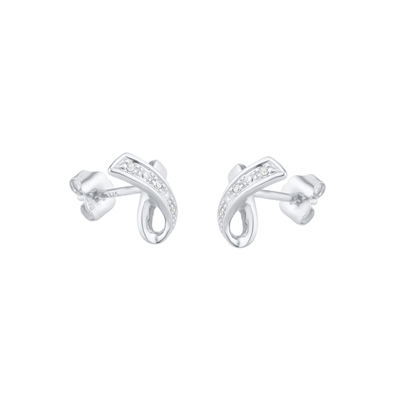 Goldsmiths 9ct White Gold Diamond Kiss Stud Earrings Goldsmiths 9ct White Gold Diamond Kiss Stud Earrings