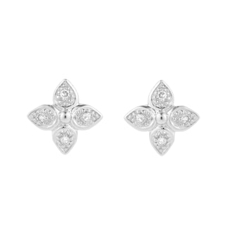 Goldsmiths 9ct White Gold Diamond Floral Stud Earrings Goldsmiths 9ct White Gold Diamond Floral Stud Earrings
