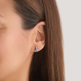 Goldsmiths 9ct White Gold Pear Cut Swiss Blue Topaz and Diamond Stud Earrings Goldsmiths 9ct White Gold Pear Cut Swiss Blue Topaz and Diamond Stud Earrings