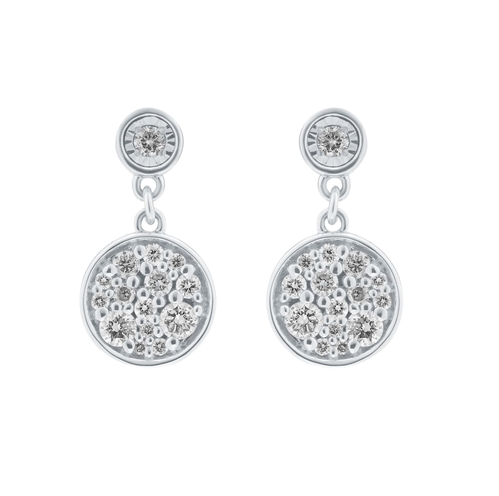 Goldsmiths 9ct White Gold 0.29cttw Diamond Cluster Drop Stud Earrings Goldsmiths 9ct White Gold 0.29cttw Diamond Cluster Drop Stud Earrings