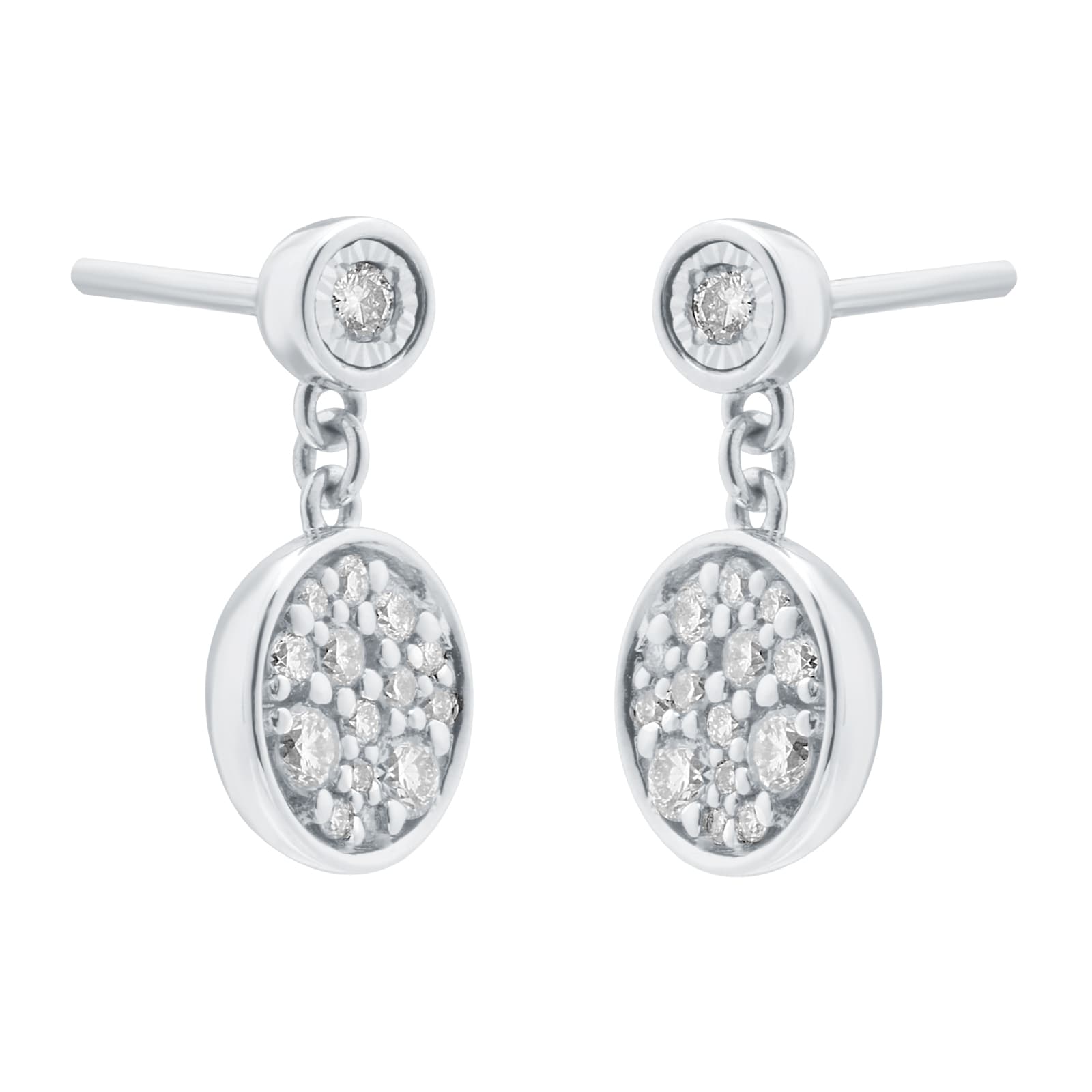 Goldsmiths 9ct White Gold 0.29cttw Diamond Cluster Drop Stud Earrings