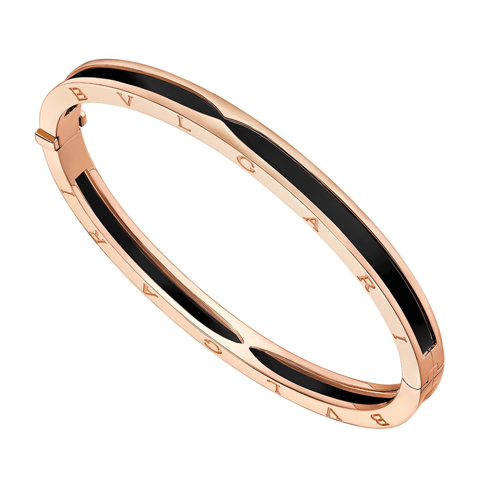 Bvlgari Jewelry 18k Rose Gold B.ZERO1 Black Ceramic Bracelet - Size Small