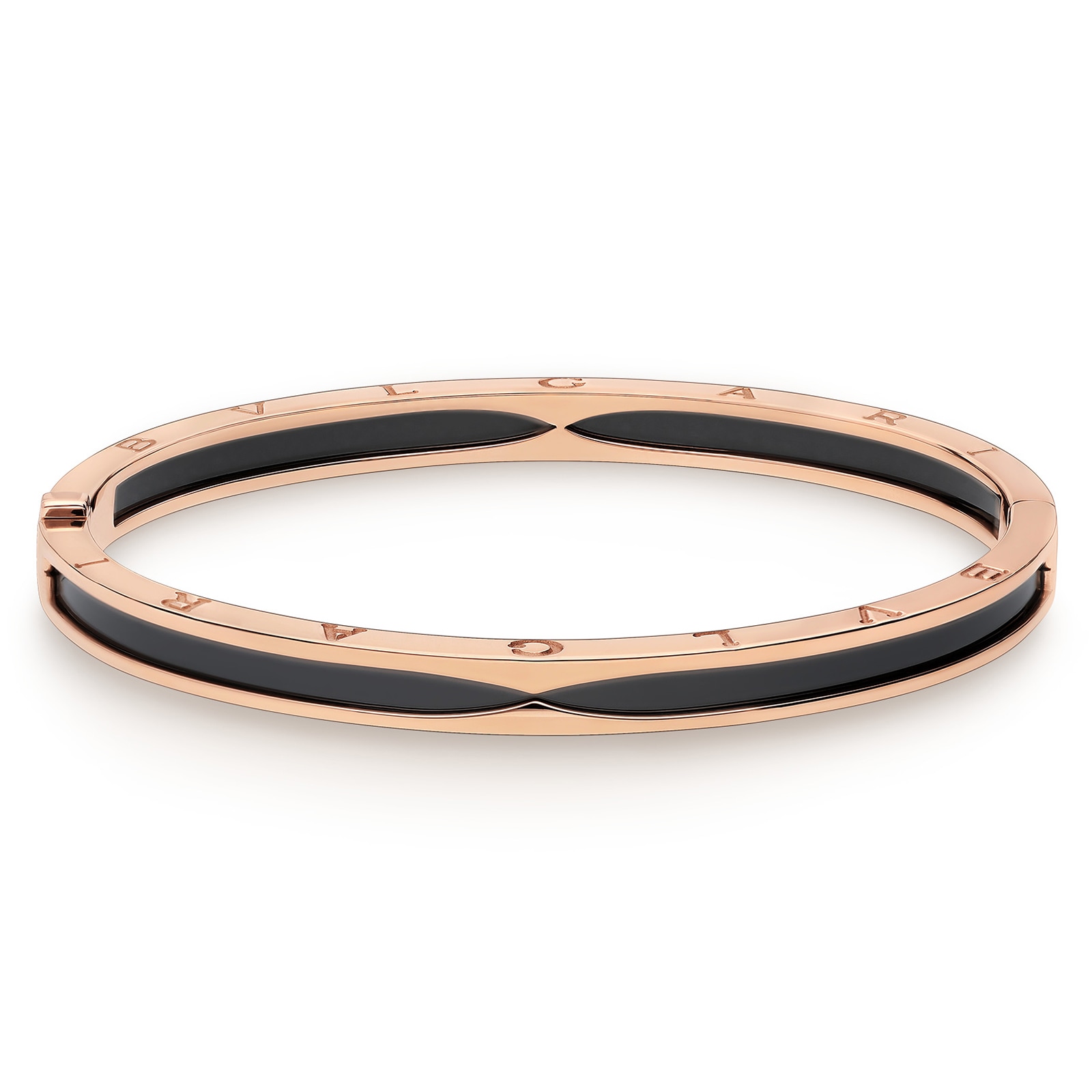 Bvlgari Jewelry 18k Rose Gold B.ZERO1 Black Ceramic Bracelet - Size Small