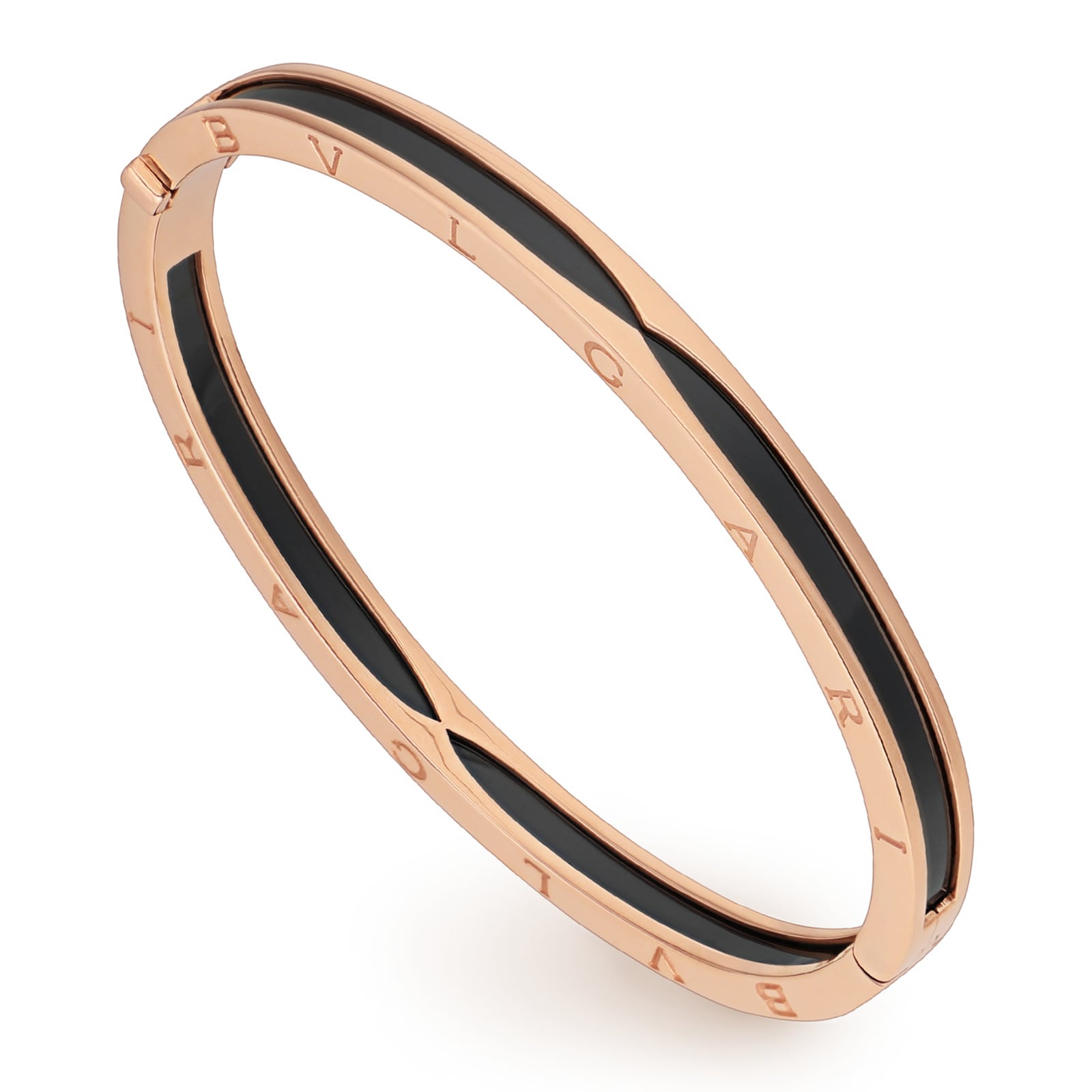 Bvlgari Jewelry 18k Rose Gold B.ZERO1 Black Ceramic Bracelet - Size Small