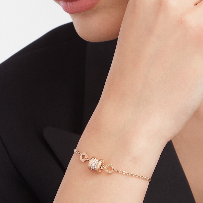 Bvlgari Jewelry 18K Rose Gold B.zero1 Diamond Bracelet - Size M/L