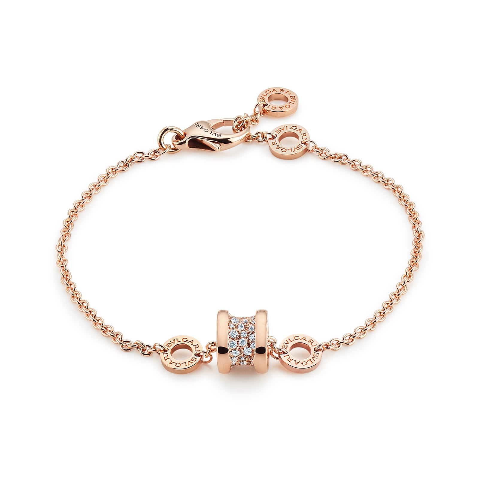 Bvlgari Jewelry 18K Rose Gold B.zero1 Diamond Bracelet - Size M/L