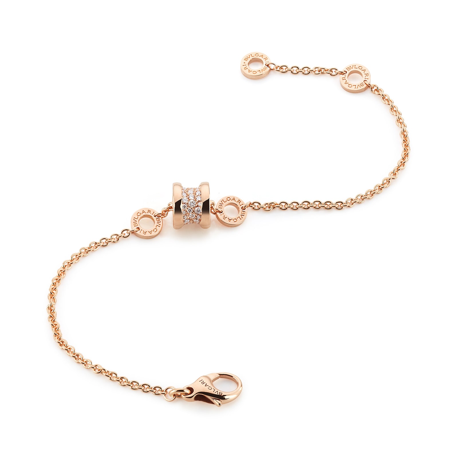 Bvlgari Jewelry 18K Rose Gold B.zero1 Diamond Bracelet - Size M/L
